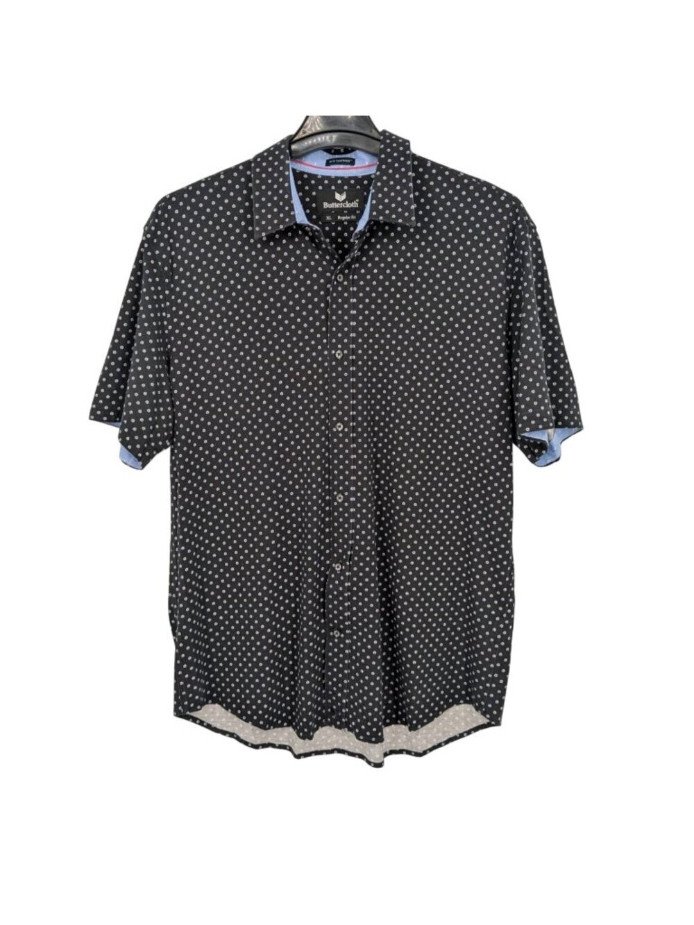 Buttercloth Micro Dot Knit Stretch Button Up Shirt Modern Comfort Retro Size XL